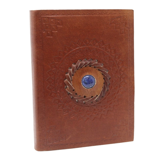 Leather Notebook with Lapis Lazuli