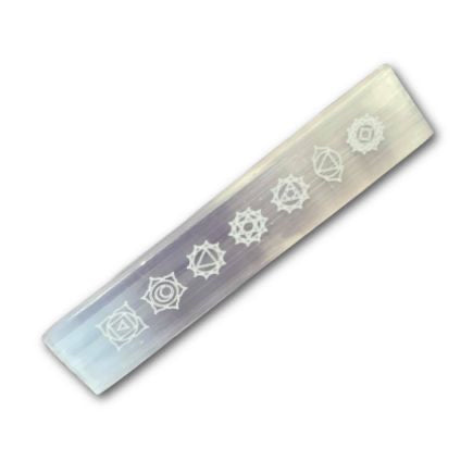 Selenite Chakra Symbols Flat Wand