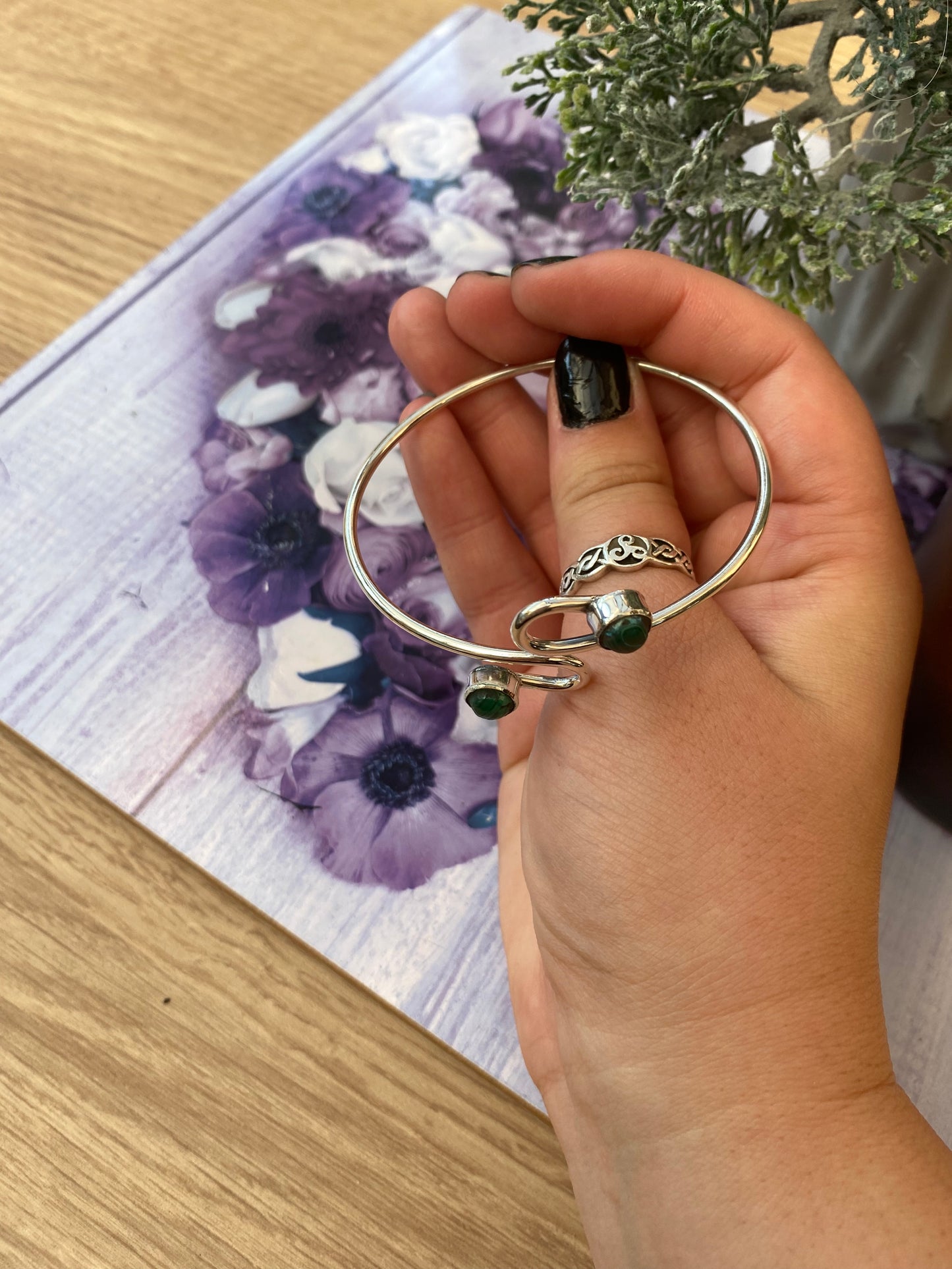 Malachite Serpentine Bangle Cuff