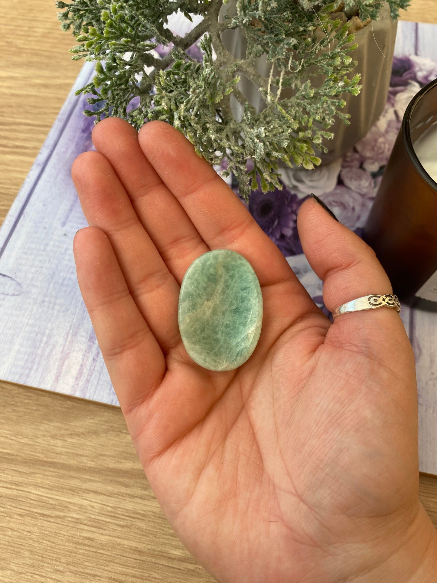 Amazonite Worry Stone with Pouch