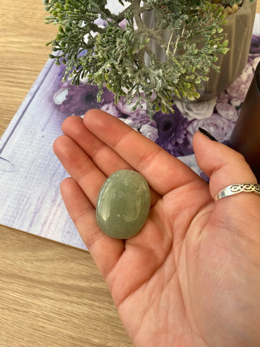 Green Aventurine Worry Stone with Pouch