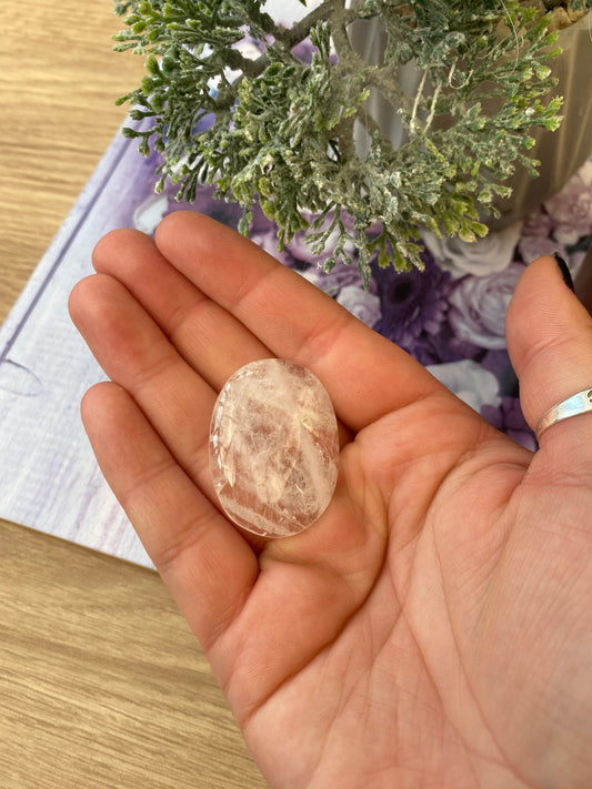 Clear Quartz Worry Stone with Pouch