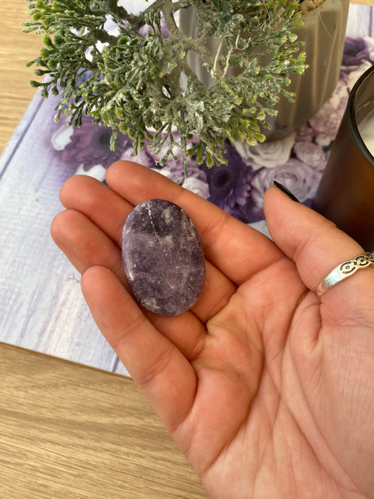 Lepidolite Worry Stone with Pouch