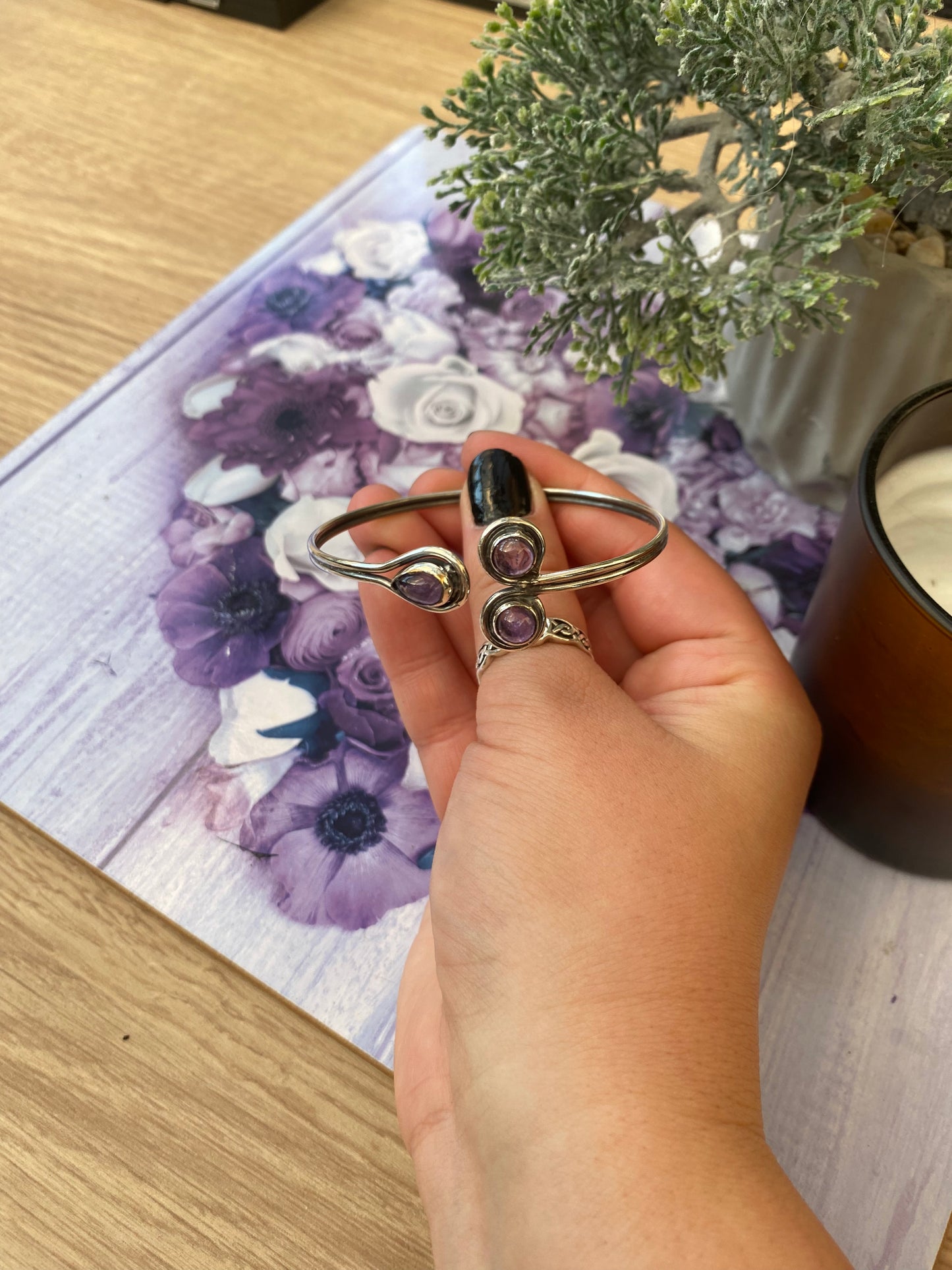 Amethyst Trinity Cuff Bangle