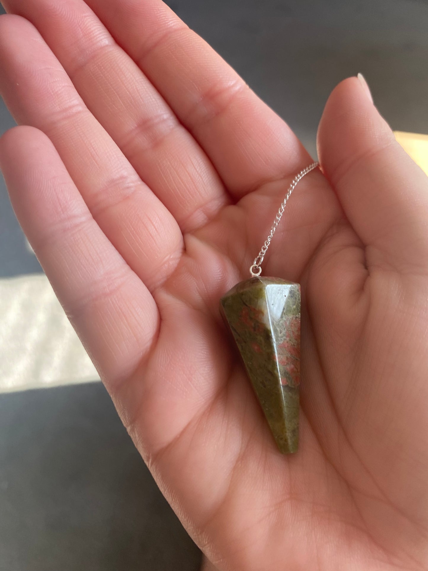 Unakite Faceted Pendulum