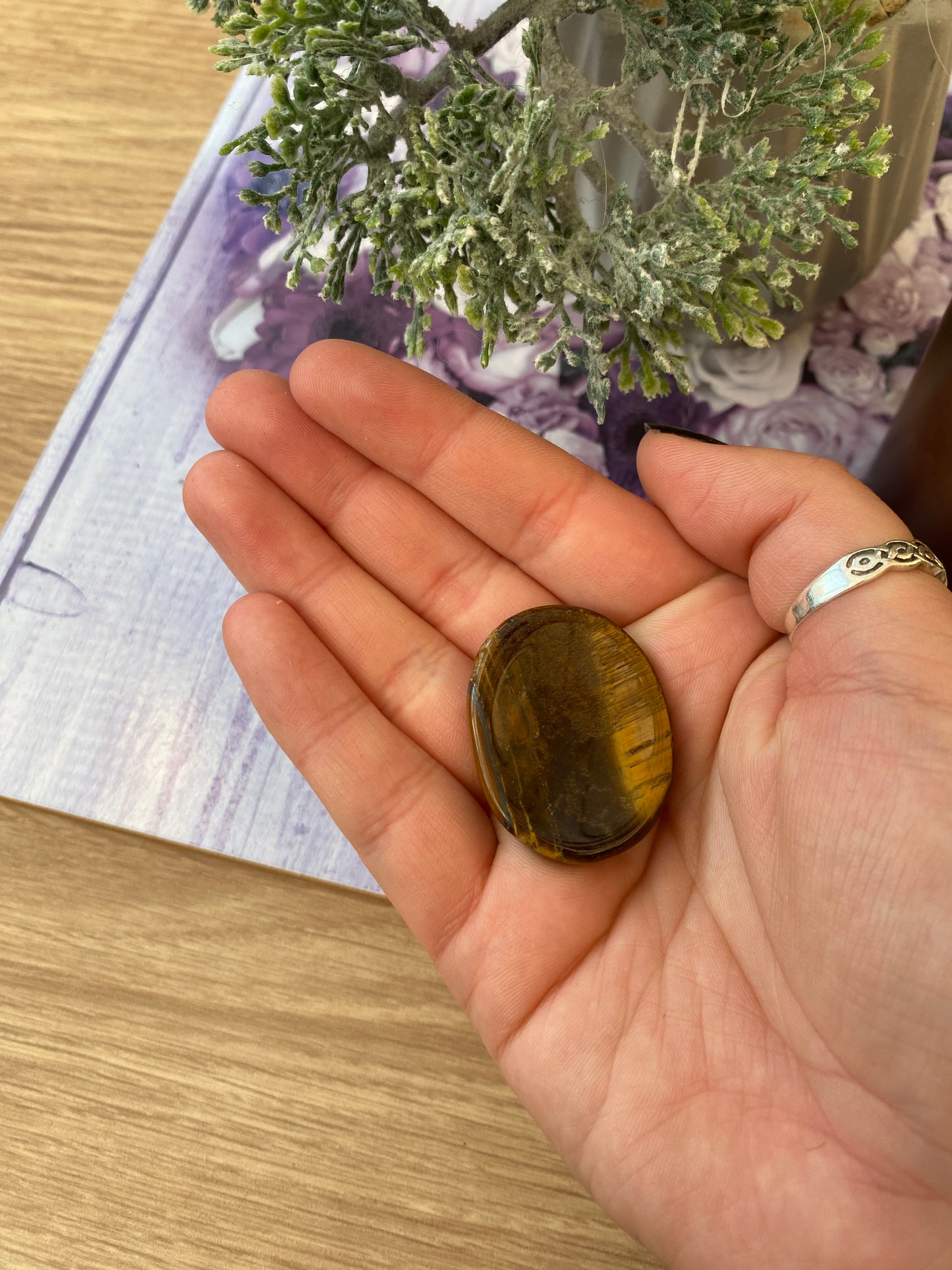 Golden Tiger’s Eye Worry Stone with Pouch