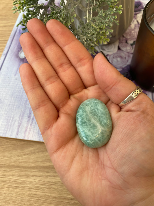 Amazonite Worry Stone with Pouch