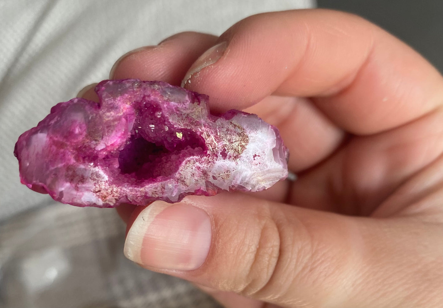 Pink Agate Geode Half