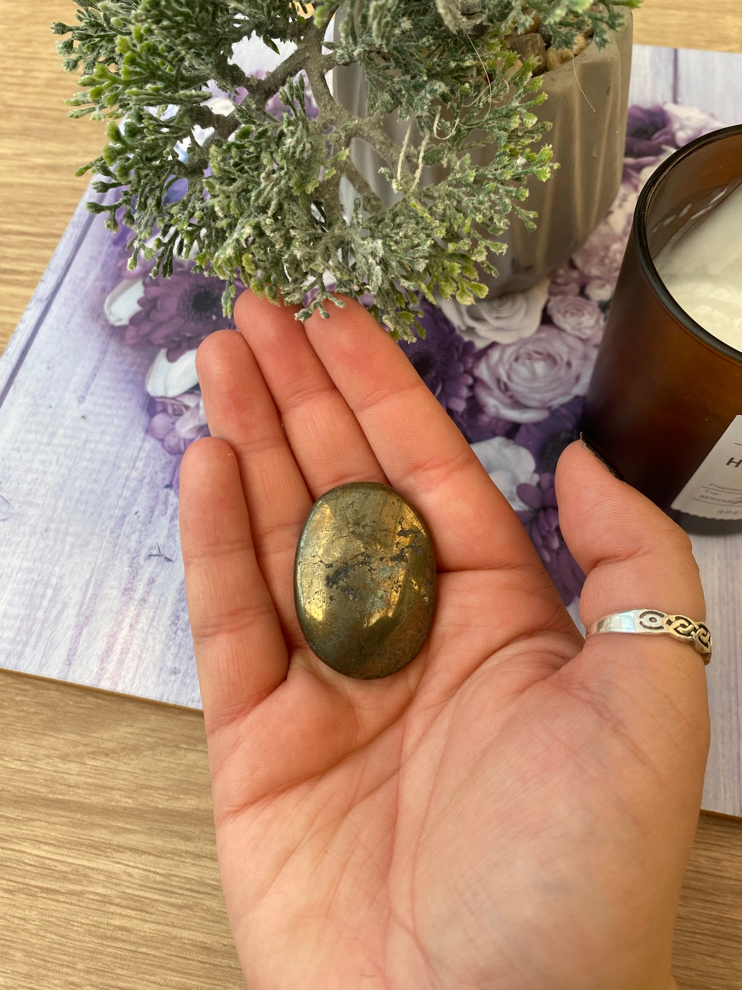 Pyrite Worry Stone with Pouch