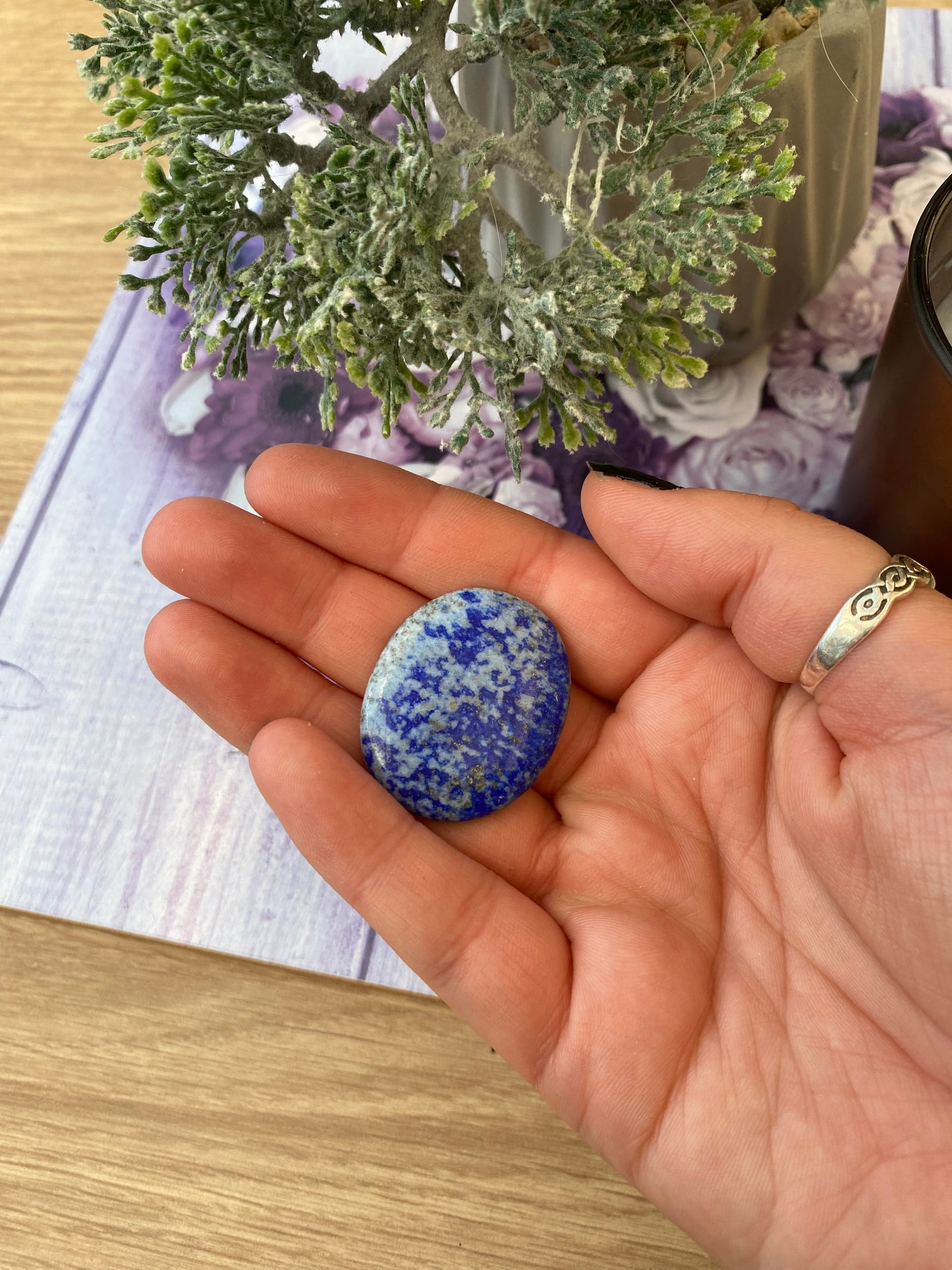 Lapis Lazuli Worry Stone with Pouch