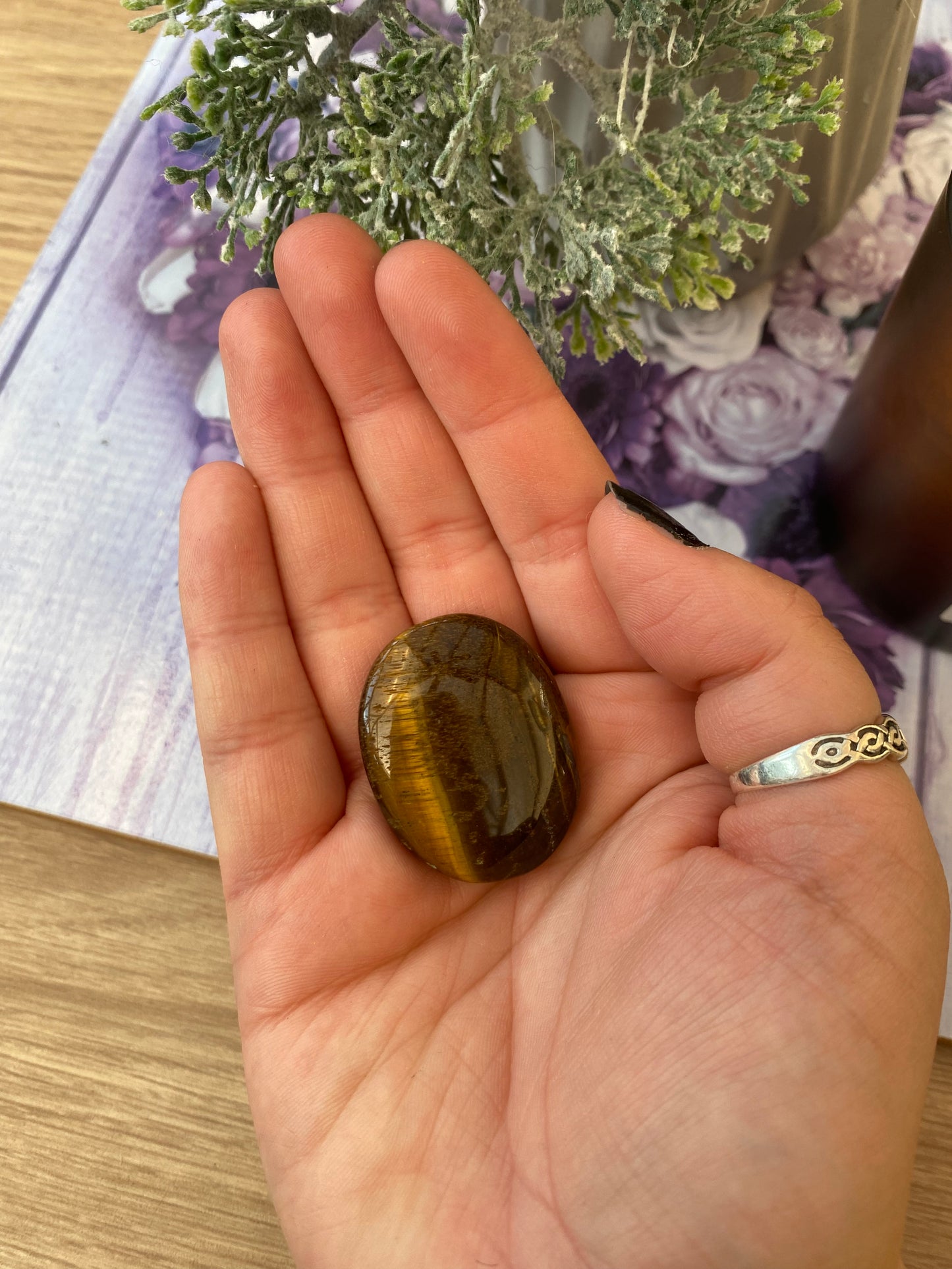 Golden Tiger’s Eye Worry Stone with Pouch