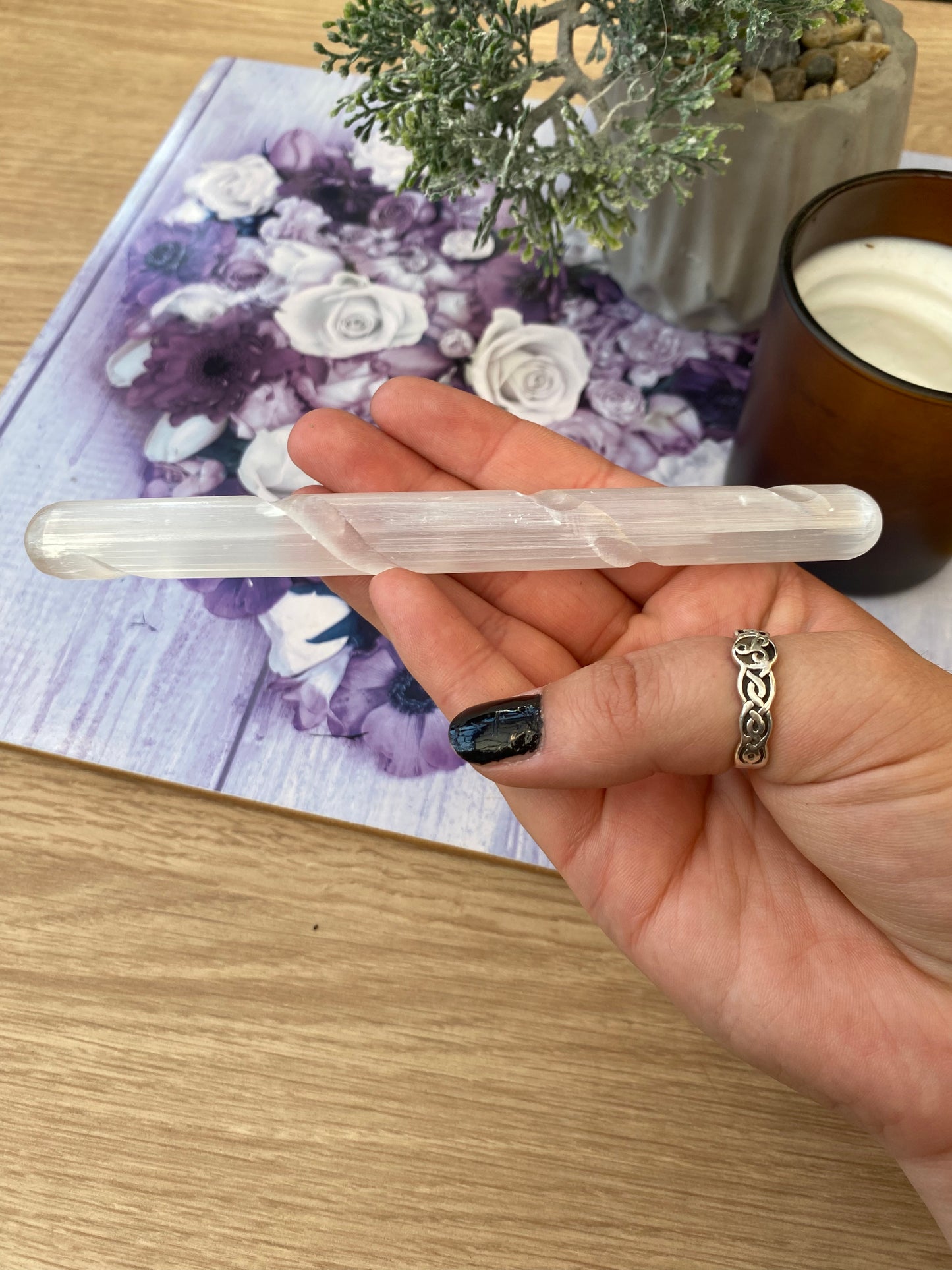 Selenite Spiral Wand