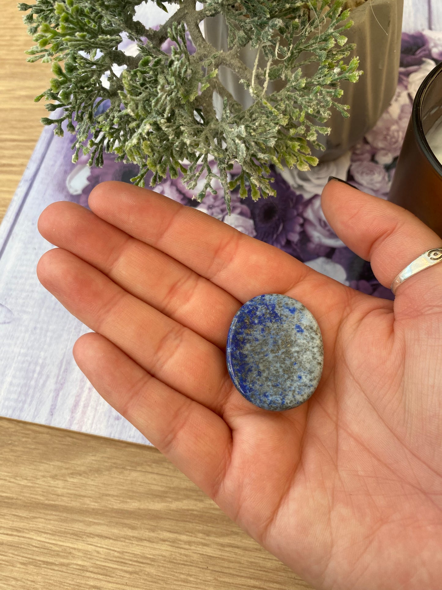 Lapis Lazuli Worry Stone with Pouch