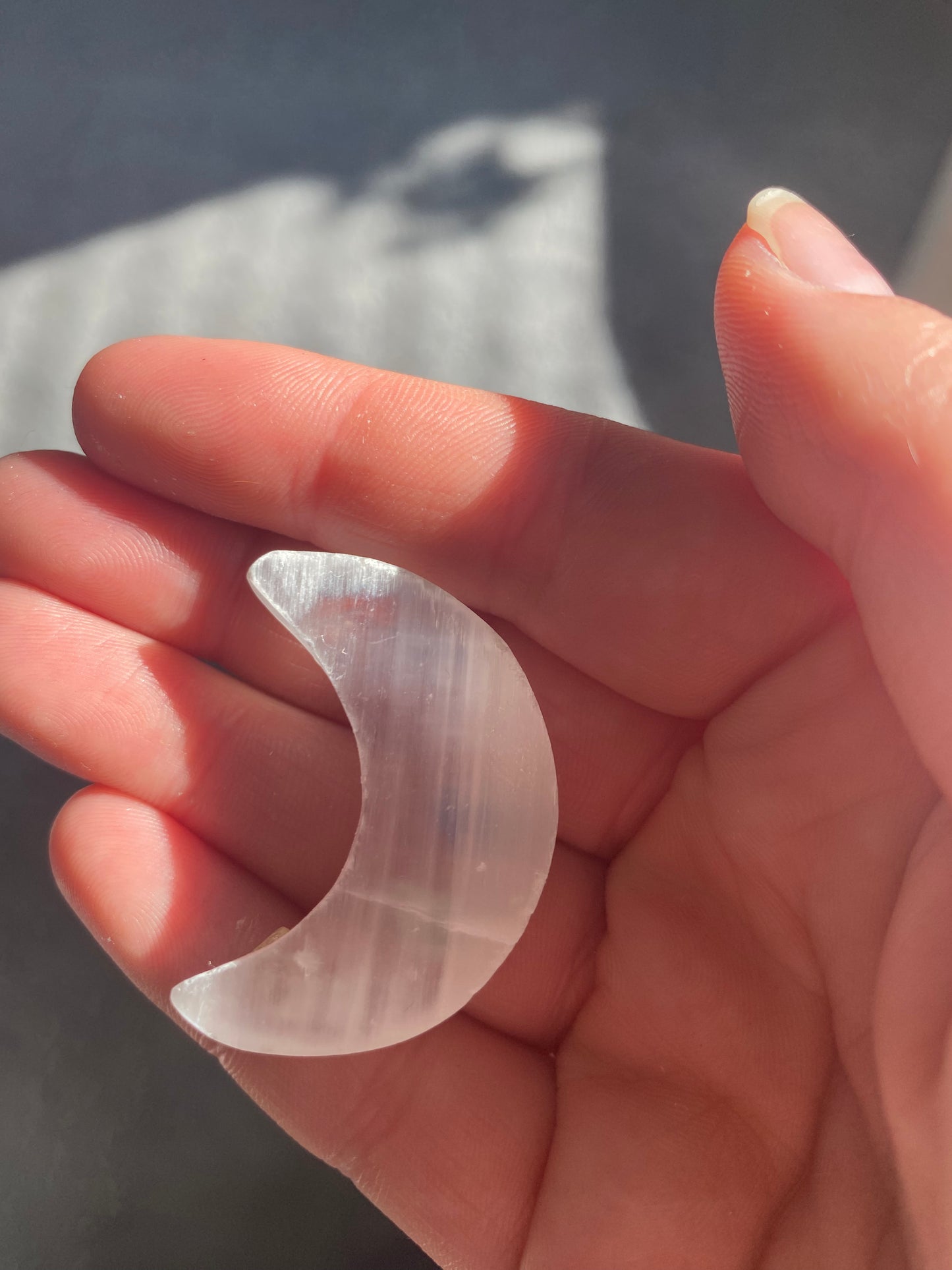 Selenite Moon with Chakra Chips