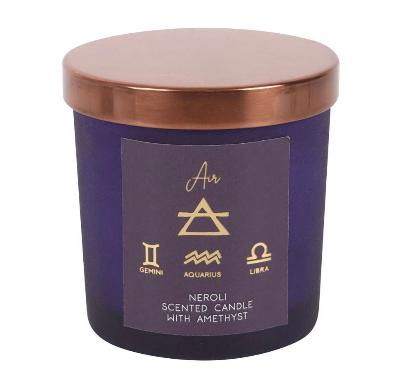 Air Element Neroli Scented Crystal Candle with Amethyst