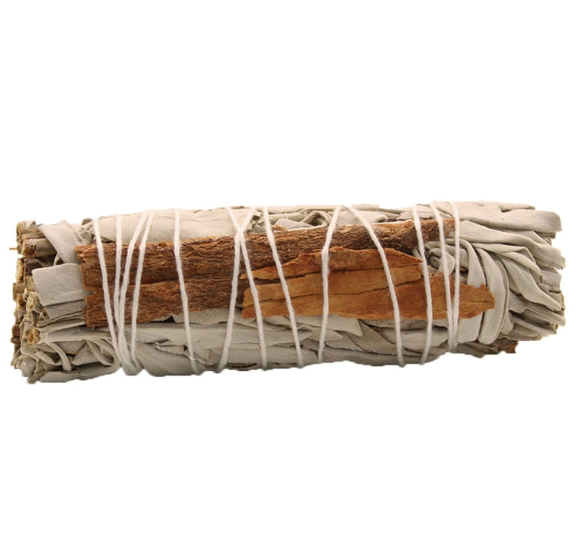 White Sage and Cinnamon Smudge Stick 10cm