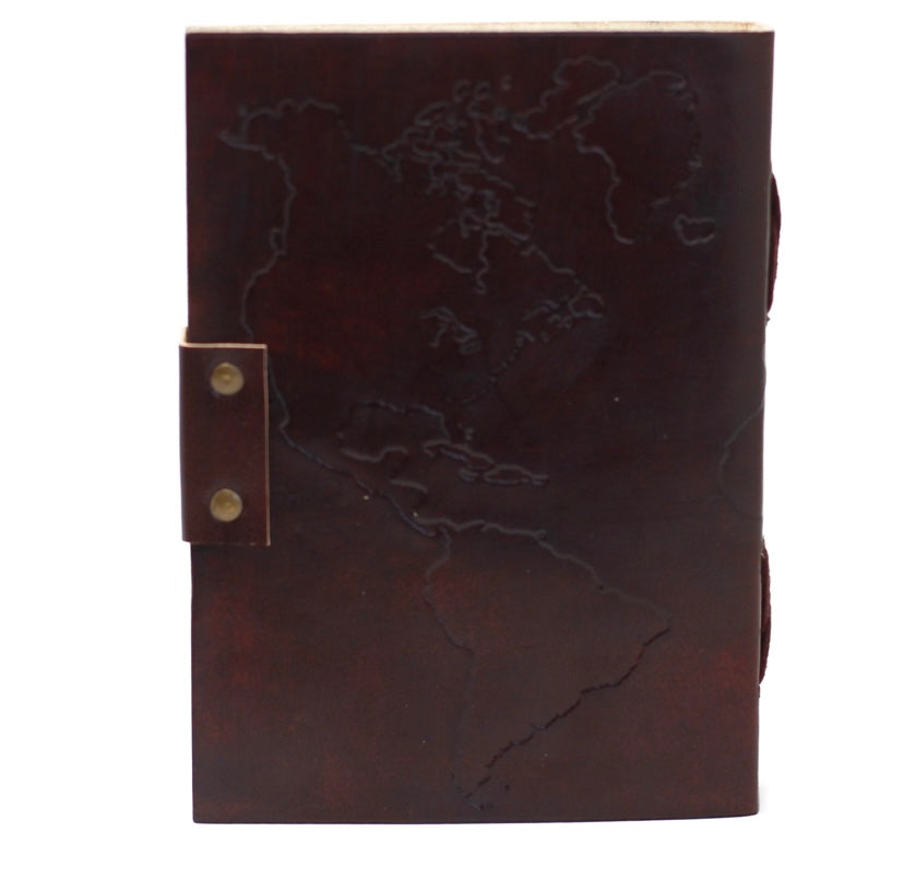 Leather World Map Notebook