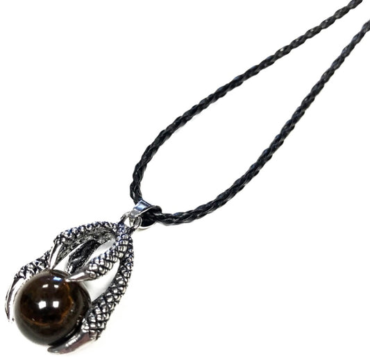 Golden Tiger’s Eye Dragon Claw Pendant Necklace
