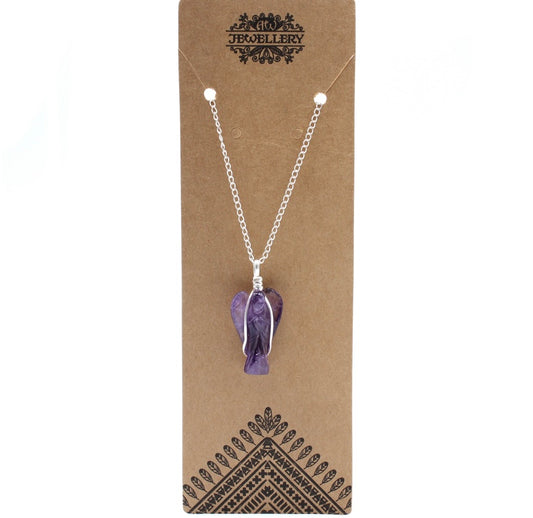 Amethyst Guardian Angel Pendant Necklace