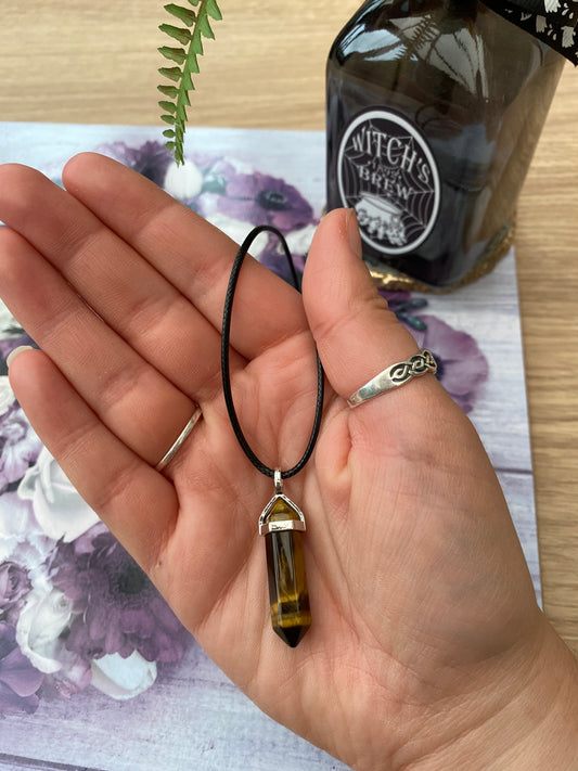 Golden Tiger’s Eye Point Pendant Necklace