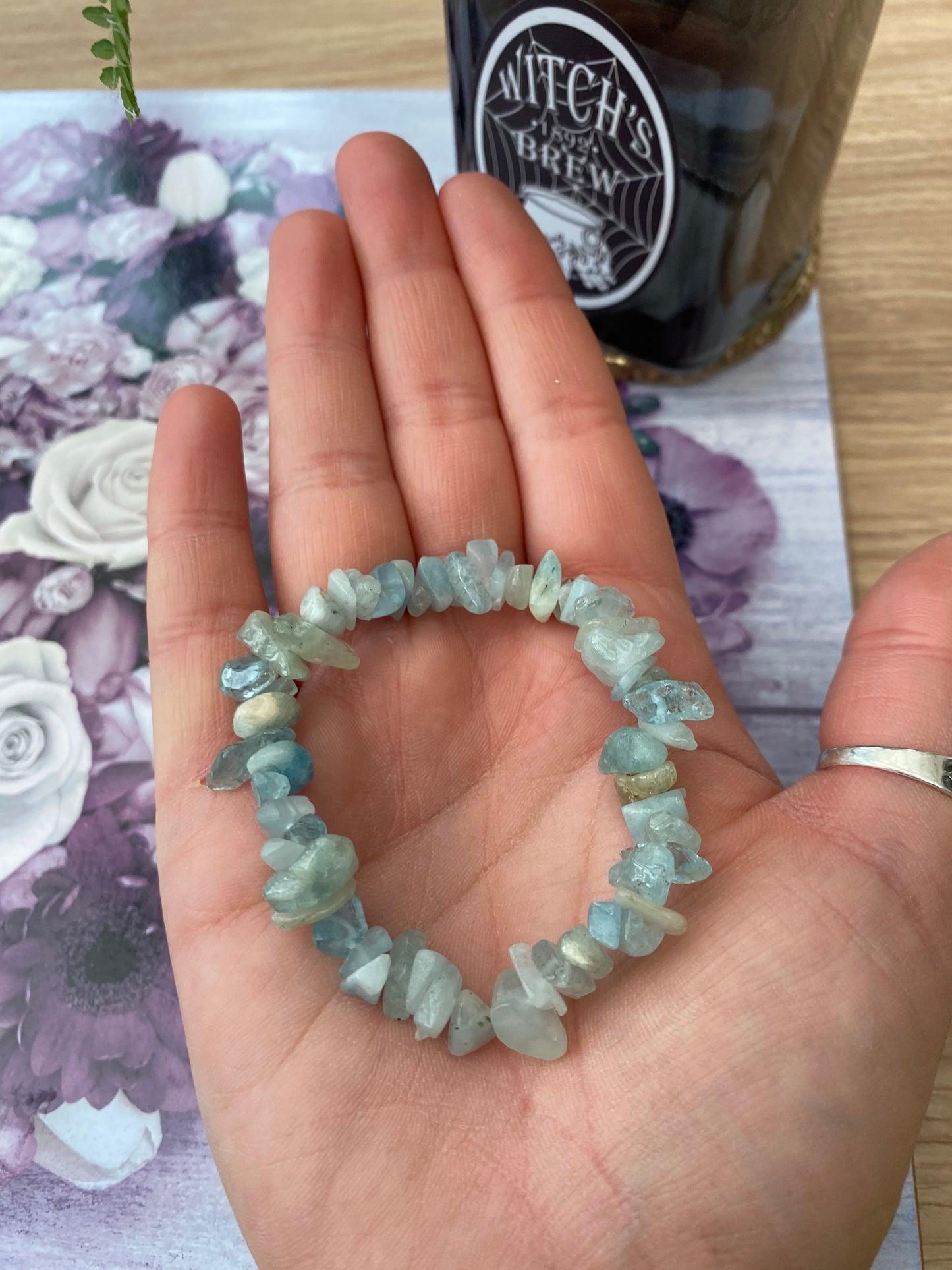 Aquamarine Crystal Chip Bracelet