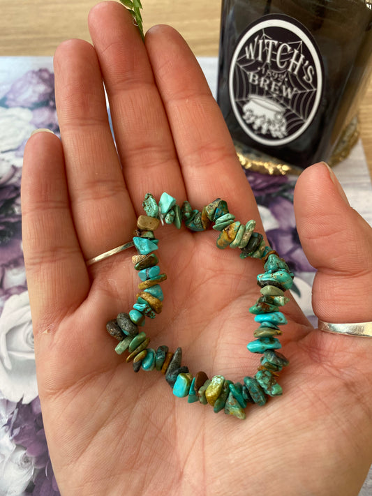 Turquoise Crystal Chip Bracelet