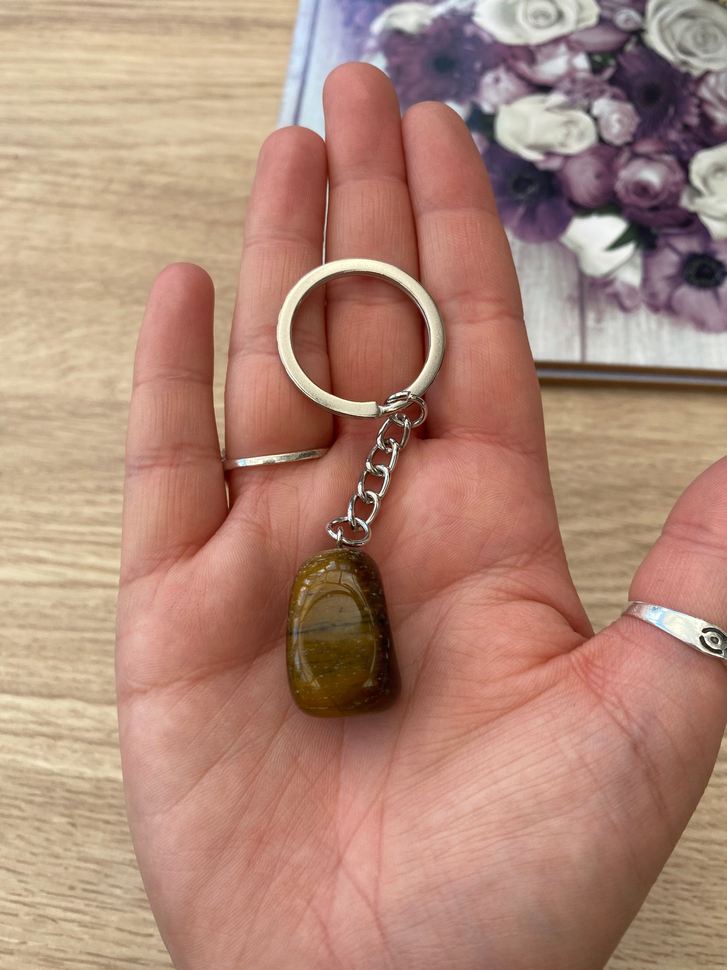 Golden Tiger’s Eye Tumblestone Keyring