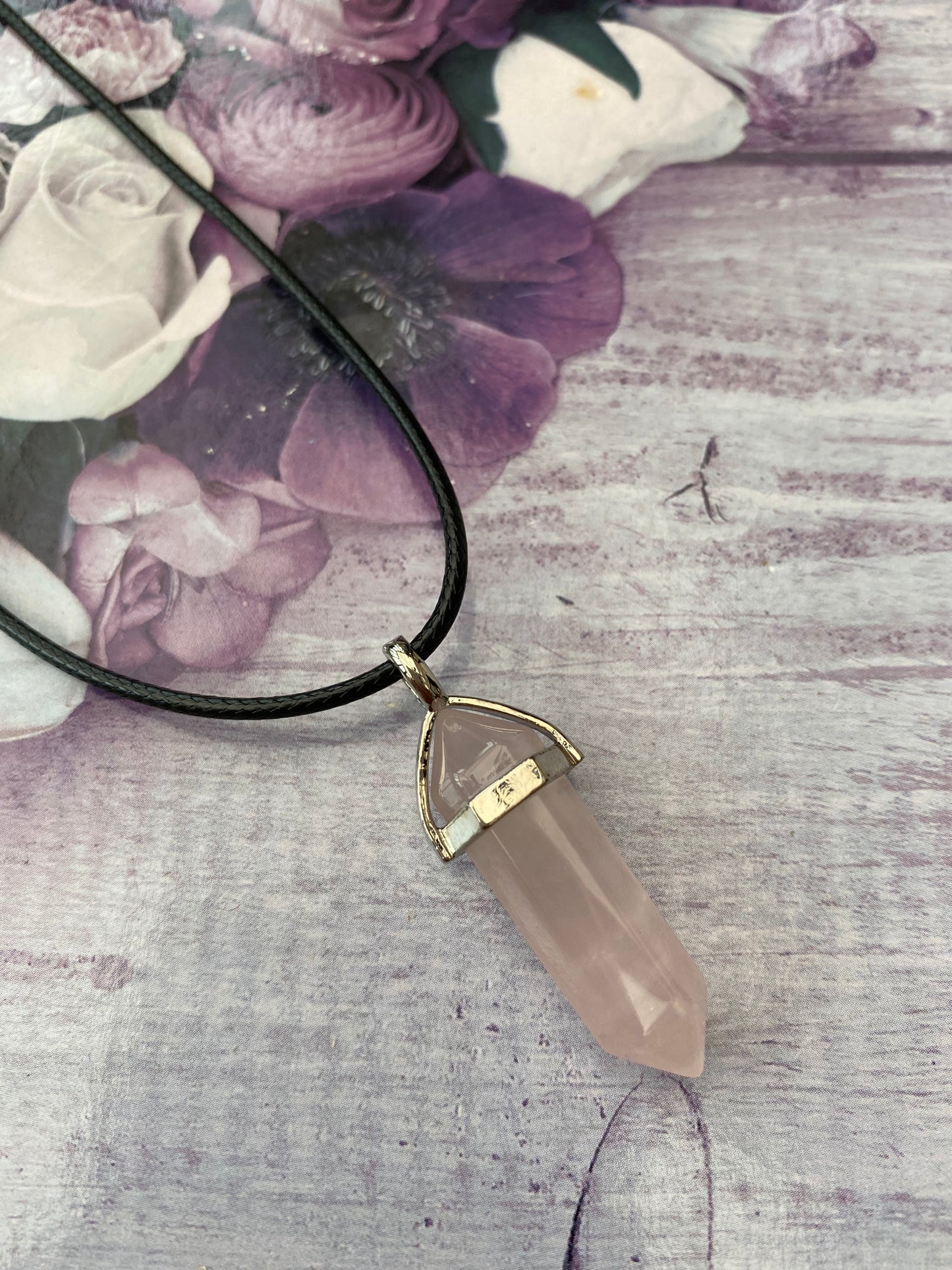 Rose Quartz Point Pendant Necklace