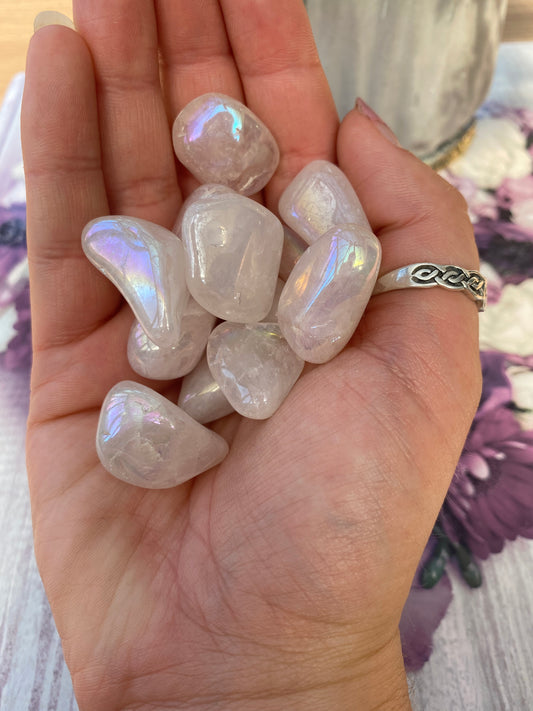 Rose Aura Quartz Tumblestone