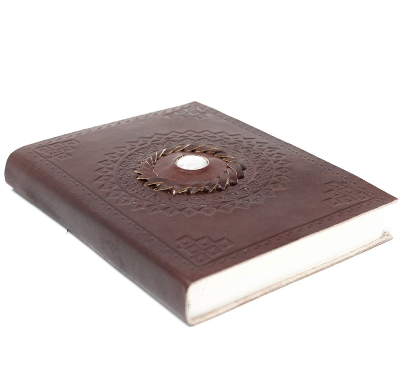 Leather Notebook with Moonstone