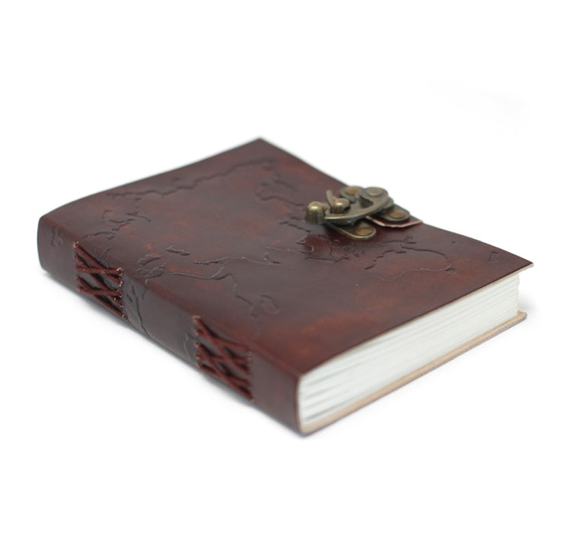 Leather World Map Notebook