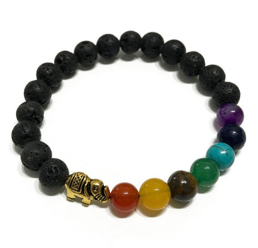 Elephant Chakra Lava Stone Bracelet