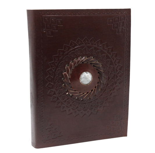 Leather Notebook with Moonstone