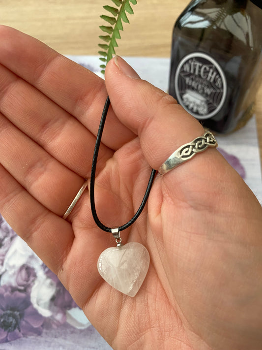 Rose Quartz Heart Pendant Necklace