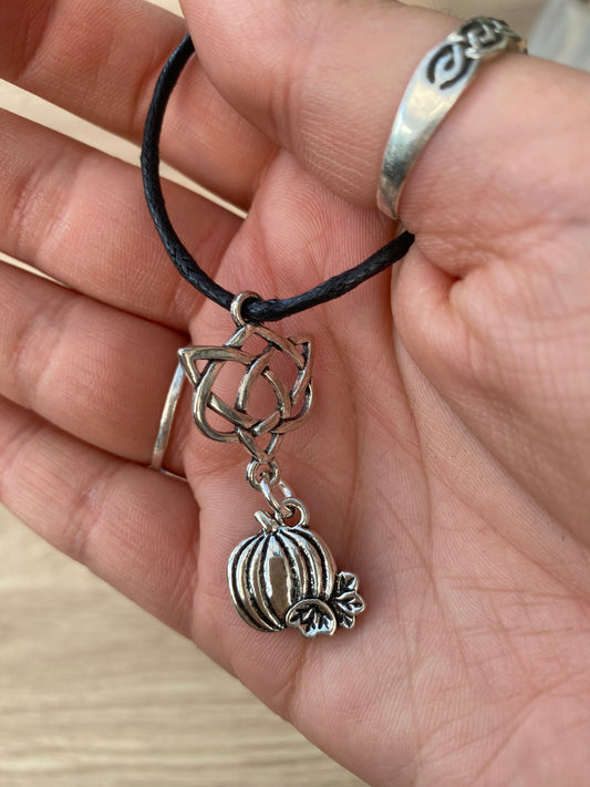 Pumpkin with Triquetra Charm Necklace