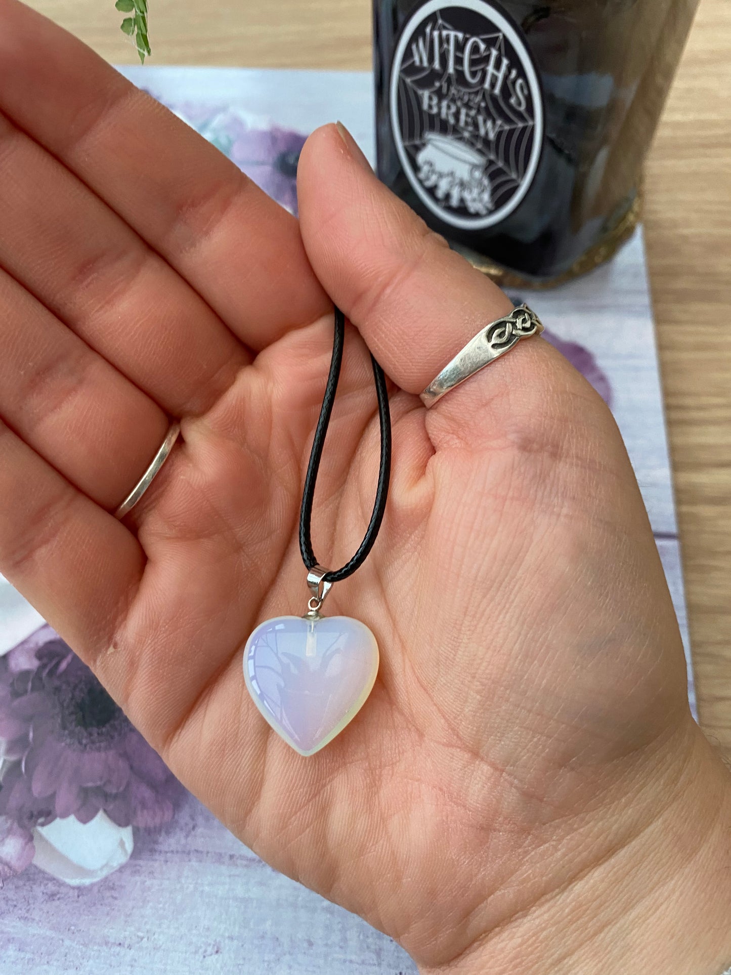 Opalite Heart Pendant Necklace