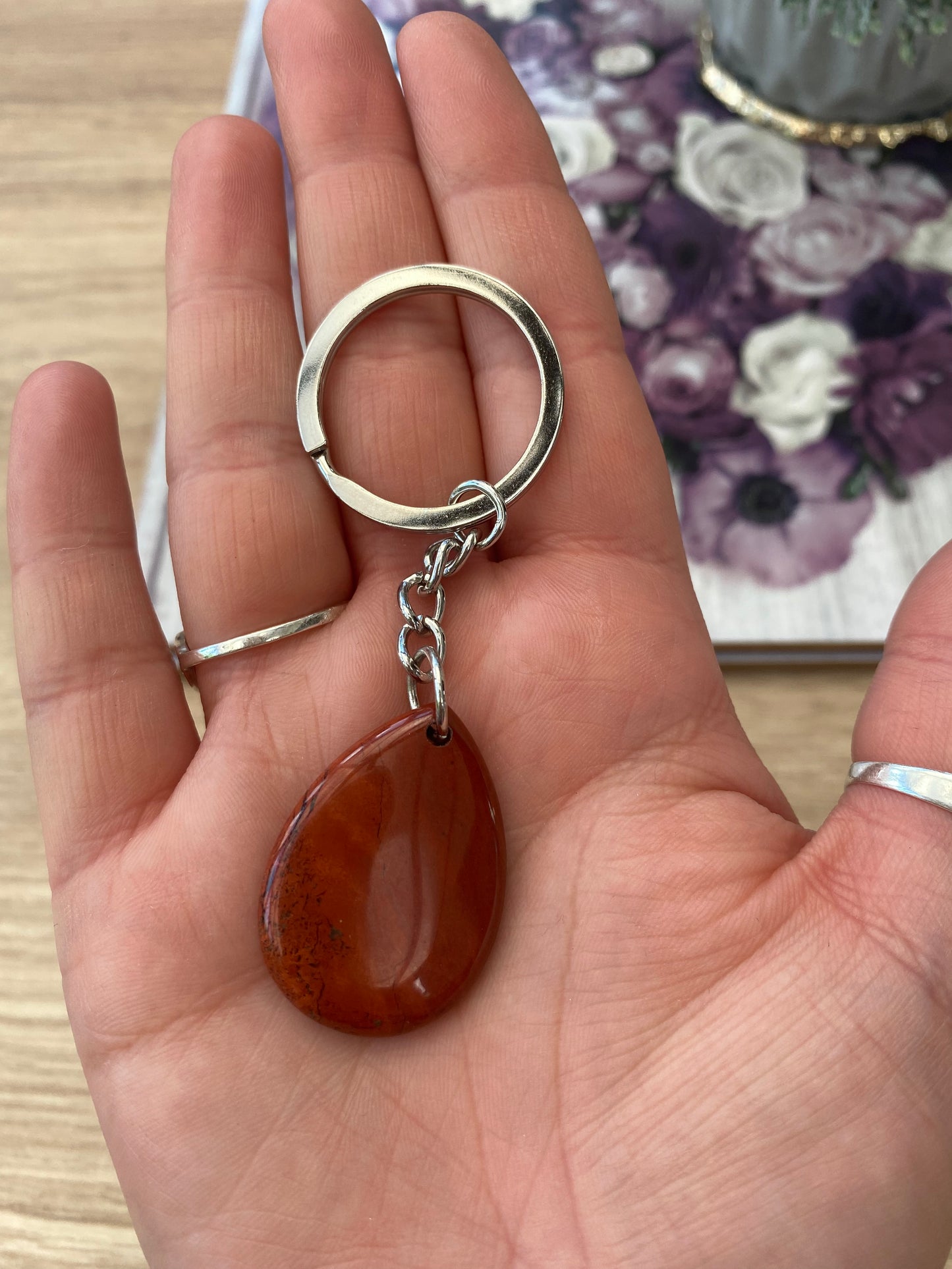 Red Jasper Teardrop Keyring