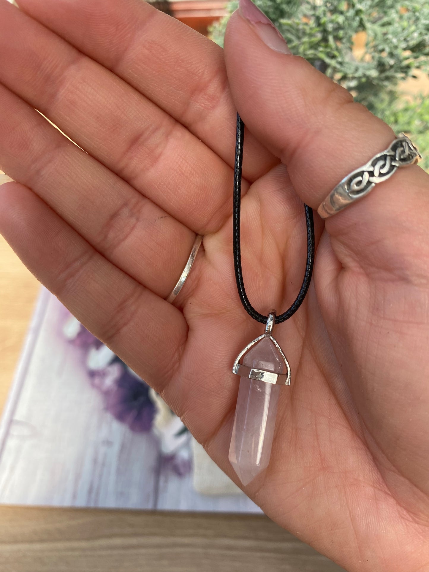 Rose Quartz Point Pendant Necklace