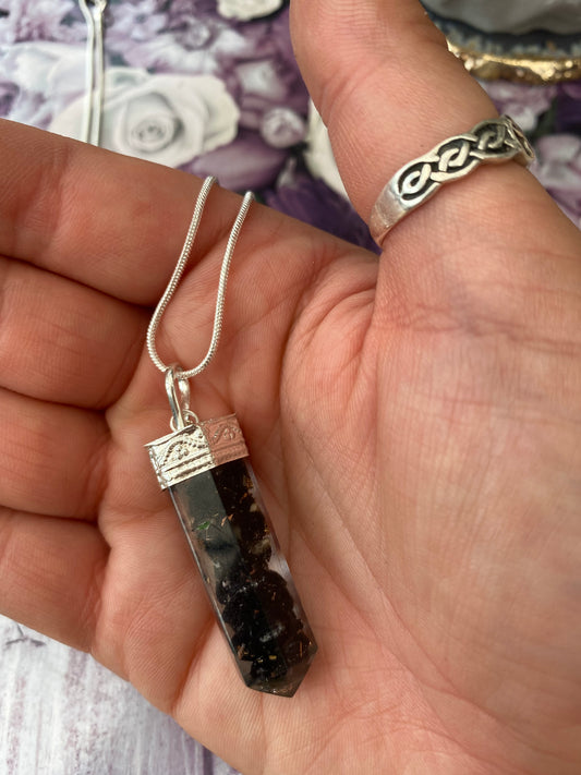 Black Tourmaline Orgonite Pendant Necklace