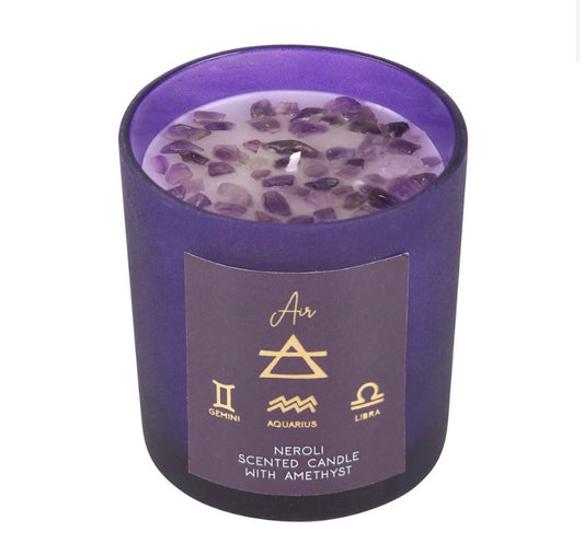 Air Element Neroli Scented Crystal Candle with Amethyst