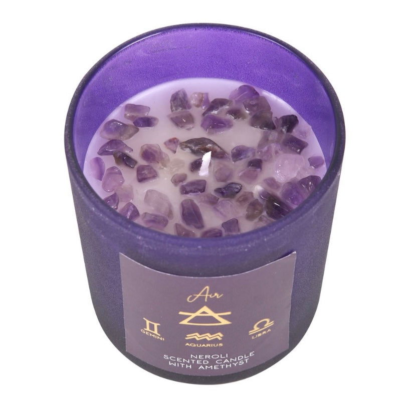 Air Element Neroli Scented Crystal Candle with Amethyst