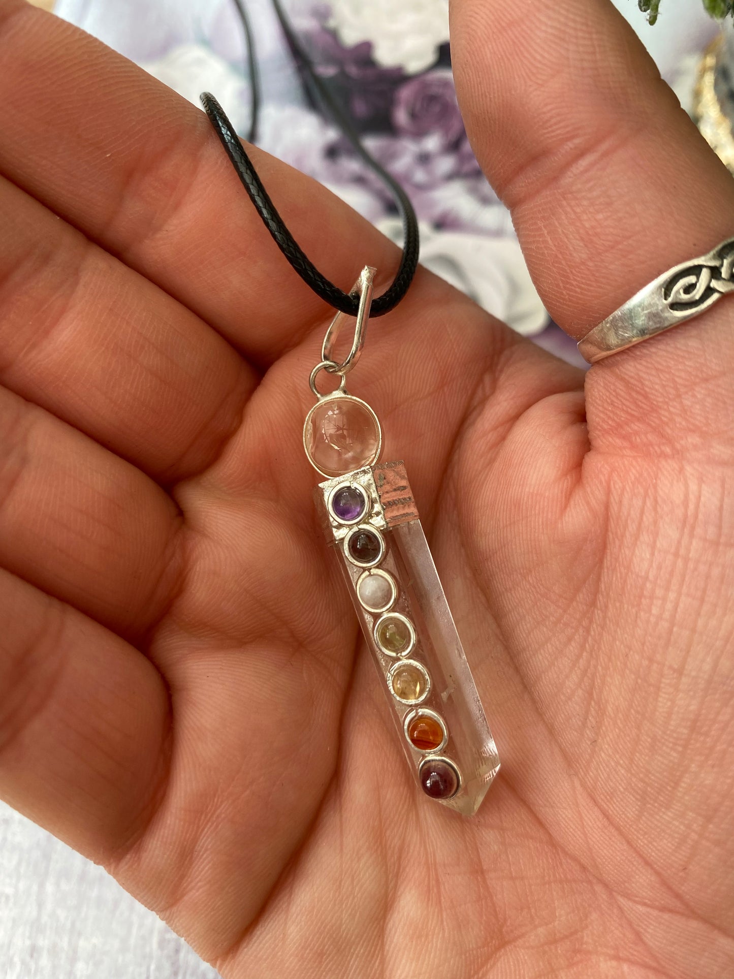 Clear Quartz Chakra Pendant Necklace