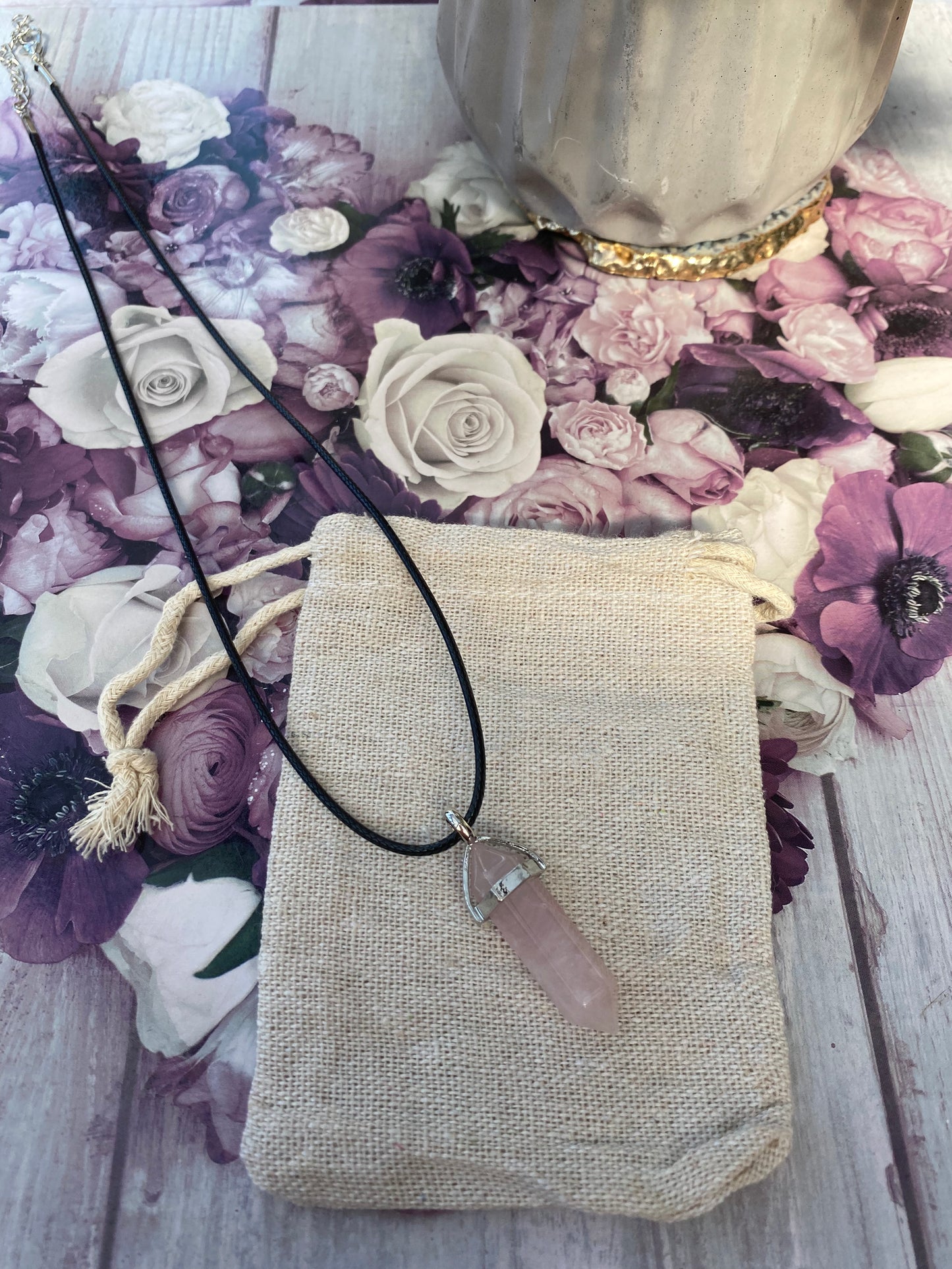 Rose Quartz Point Pendant Necklace