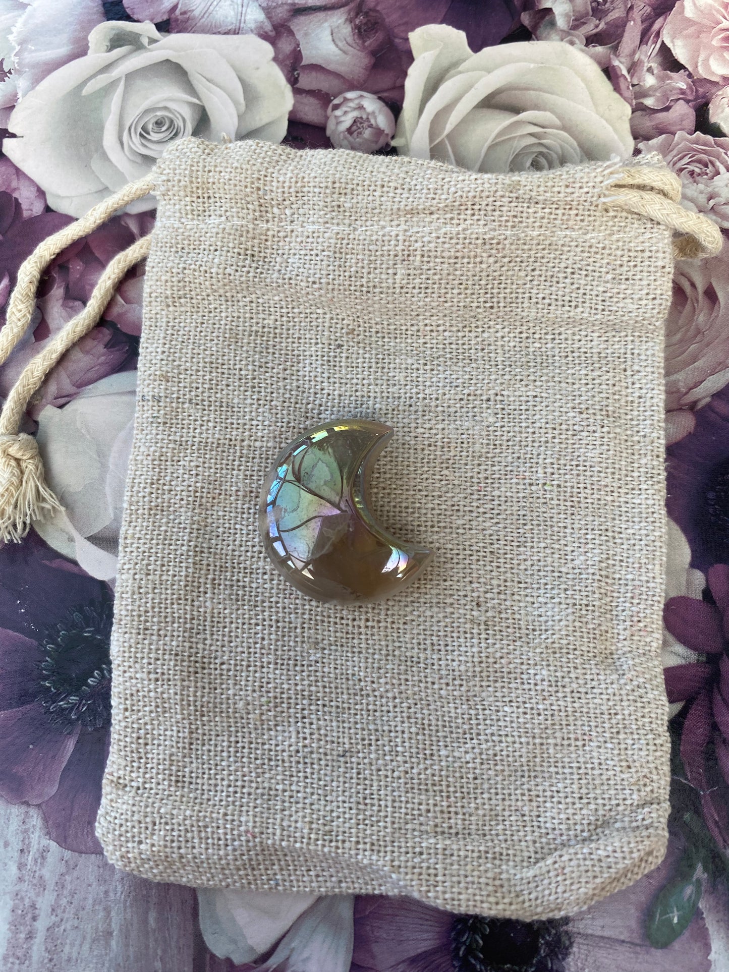 Small Aura Flower Agate Moon