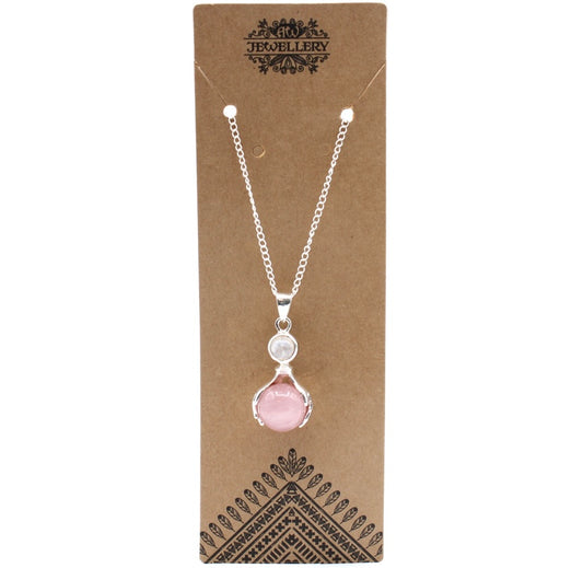 Rose Quartz Healing Hands Pendant Necklace