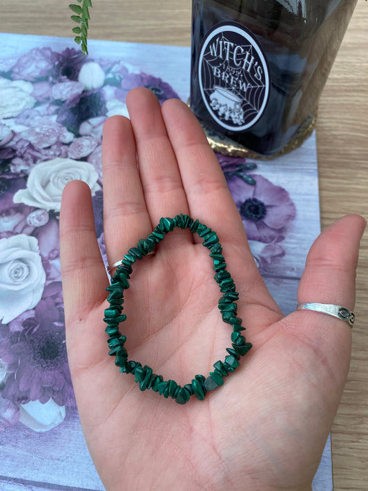 Malachite Crystal Chip Bracelet