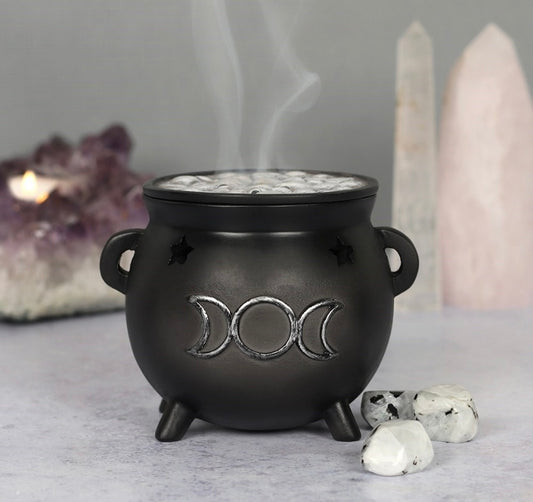 Triple Moon Cauldron Incense Holder