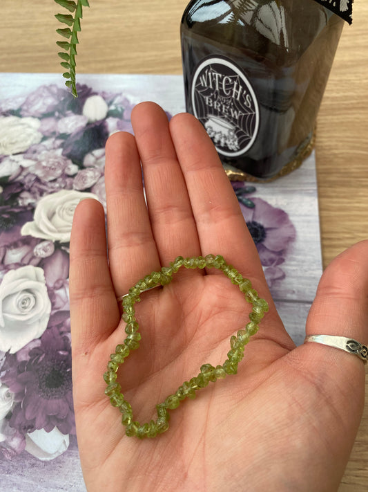 Peridot Crystal Chip Bracelet