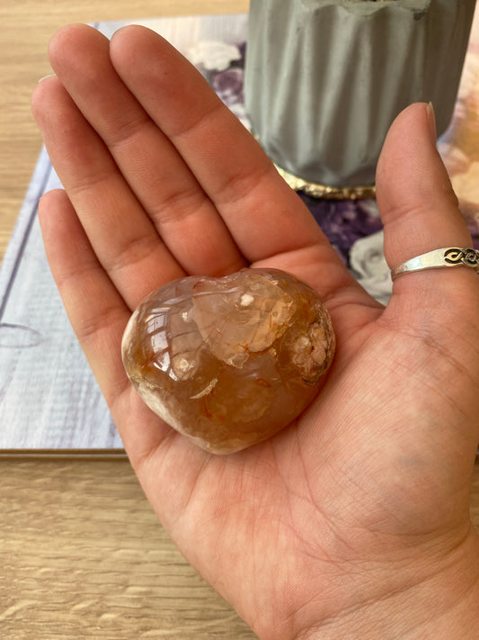 Flower Agate Polished Heart