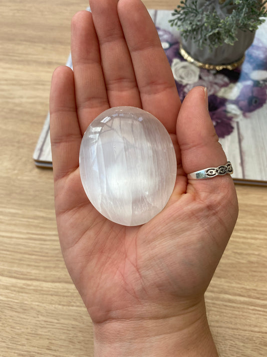 Selenite Palm Stone